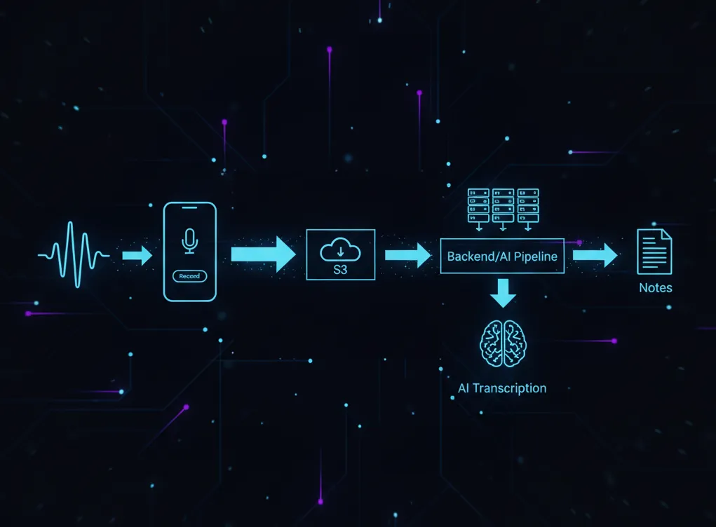 React Native audio recording interface for AI transcription